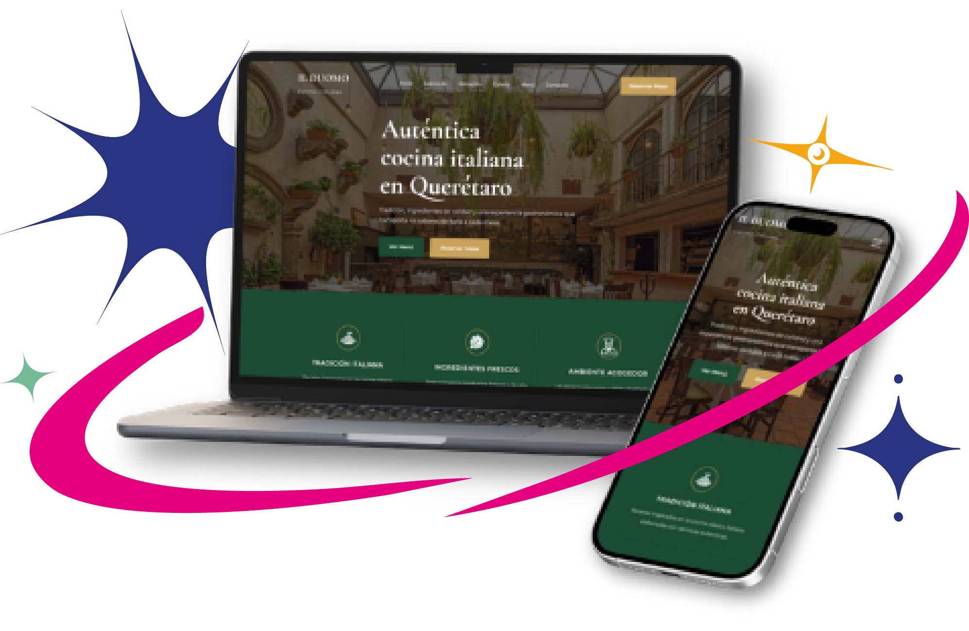 Vista previa de una página web hecha por ARCADNOVA en laptop y celular